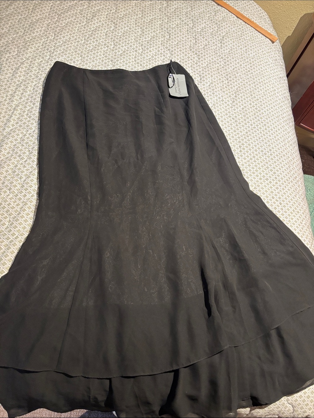 Adrianna Papell Evening Essentials Black Tiered Chiffon Maxi Skirt Size 14
